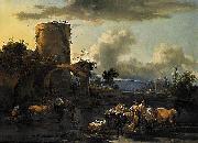 Nicolaes Pietersz. Berchem Evening Landscape oil